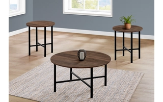 TABLE SET - 3PCS SET - BROWN RECLAIMED WOOD - BLACK METAL I7967P I7967P MONARCH SPECIALTIES