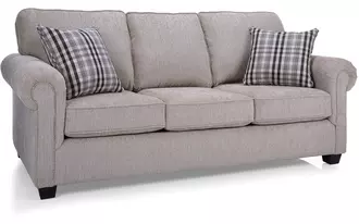 2003 - Simple and Classic Canadian design. Semi attach back with rounded arms. Decorative nail studs along arm facing are optional. Available in Fabric and leather.