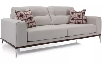 2030 - Modern wood trim base frame with standard or soft foam options, and a semi-attached back. With a cone leg that may be purchased in pewter, black, or brass for a more contemporary style, this frame features a mid-century design.  This sleek, wide-arm, incredibly comfy, and attractive sofa will not let you down.