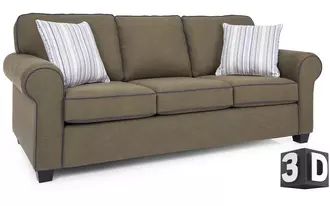 2179 - A Canadian made classic sofa with round arms and Semi-attached back. Available as a double, or queen sofa bed. Great for a traditional or transitional lifestyles. Contrast welt available in fabric.