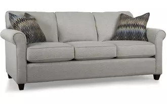 2460 - This sofa is great for small spaces and budgets. It has semi-attached back with a small rolled arm and clean lines. Canadian quality and comfort for a great price.