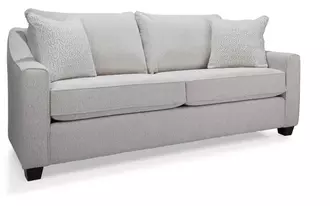 2981 - A modern sofa with sloped arm, semi attach back with box seat. The two over two back and seat cushions provide added comfort and a modern aesthetic.