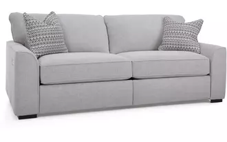 2786 - This beautiful sofa set with Semi-attached back and box seating comes with power reclining options. A great addition for any family room. Power available with 5V USB controller.  Proudly Canadian made.