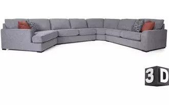 2786 - A sectional with room for the whole family. This beautiful sectional with Semi-attached back and box seating comes with power reclining options and drawers for storage. A great addition for any family room. Available in Leather.
