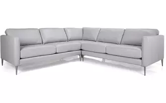 3M1 - Modern sectional with loose back and box seat with top stitch. This uber stylish sectional comes with premium high-resiliency super soft foam core for comfort and longevity.  This style also offers reversible seat cushion, waffled on one side and plain on the other.   Choose between 7” wood legs to create a mid-century look or 6.7” metal legs to create a chic modern look