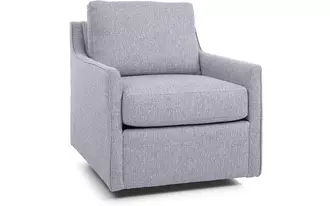 2027 - This crisply tailored modern swivel chair has all the right moves.  Perfectly proportioned for use in sets of two or more. This chair with its low and loose back is a great choice for multi-tasking apartments, media rooms or conversational corners of the living room.