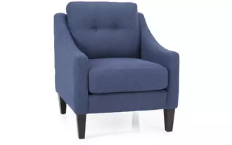 2467 - This tufted back chair with slope arm and semi attached back is an easy addition to any design style. Its 7” legs give a lightness and modern flair.