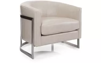 3781 - Chair is a 1970’s inspired silhouette, a modern take on the club chair. Supported by a sleek metal frame, the sloped arm design offers comfort with an enveloping rounded back.