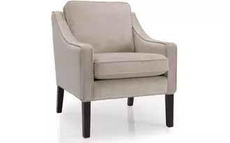 7608 - A great chair for small spaces. Its small body and 10” legs take up little visual space and leave a room feeling open and spacious. Handcrafted by skilled Canadian upholster artisans.