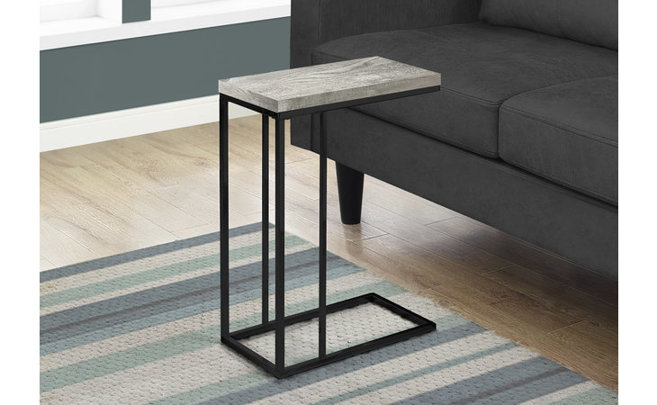 I3404  ACCENT TABLE - GREY RECLAIMED WOOD-LOOK - BLACK METAL