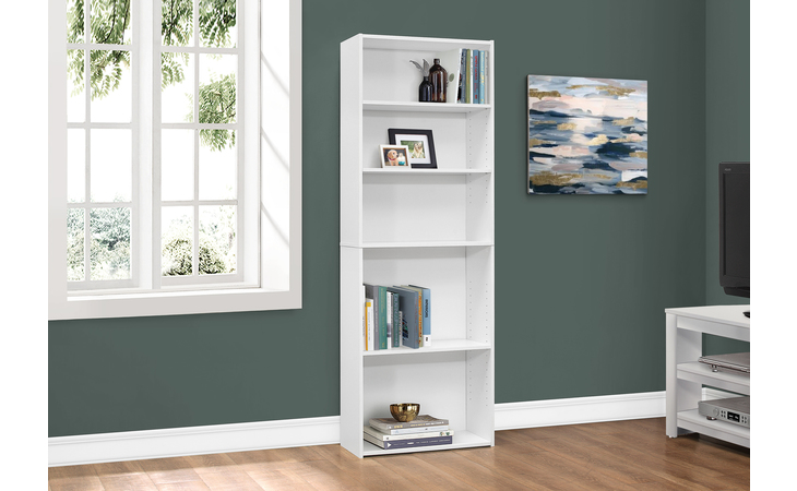 I7470  BOOKCASE - 72 H - WHITE WITH 5 SHELVES