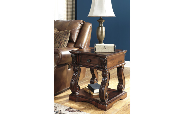 T869-2 Alymere - Rustic Brown SQUARE END TABLE/ALYMERE