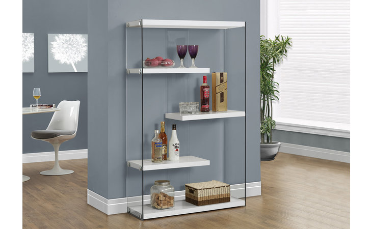 I3290
  BOOKCASE - 60 H - GLOSSY WHITE WITH TEMPERED GLASS