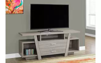tv stand - 60 l - dark taupe with 2 storage drawers  in  by monarch specialties
