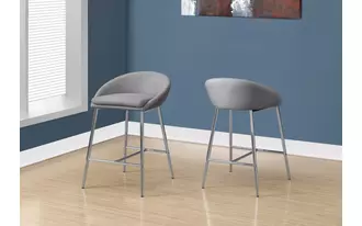 barstool - 2pcs - grey fabric - chrome - counter height  in  by monarch specialties
