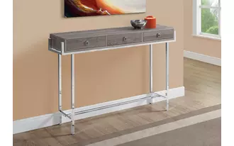 accent table - 48 l - dark taupe - chrome metal  in  by monarch specialties