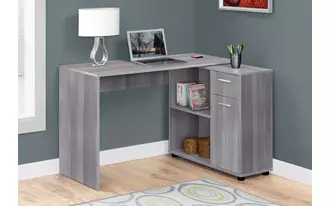 computer desk - 46 l - grey with a storage cabinet