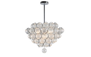 CLEAR GLASS BALL & CHROME FRAME CHANDELIER, D19
