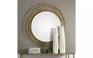 WHIRLWIND ROUND MIRROR, GOLD 09348 09348 UTTERMOST
