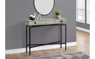 accent table - 42 l - grey reclaimed wood - black console  in  by monarch specialties