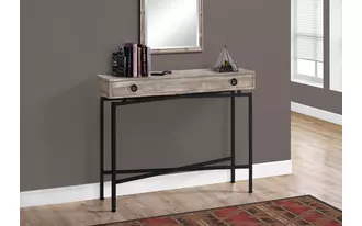 accent table - 42 l - taupe reclaimed wood - black console  in  by monarch specialties