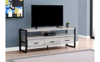 tv stand - 60 l - grey reclaimed wood-look - 3 drawers