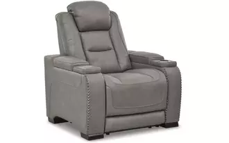 pwr recliner/adj headrest the man-den in gray by ashley