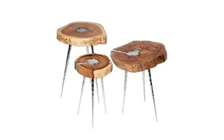 AKIS SIDE TABLES (SET OF 3) NATURAL W/ALUM FILL AGL-4531 A/B/C 101599 101599 XCELLA