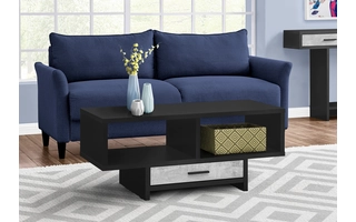 COFFEE TABLE - BLACK / GREY RECLAIMED WOOD-LOOK I2810 I2810 MONARCH SPECIALTIES