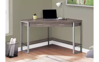 computer desk - 42 l - dark taupe corner - silver metal
