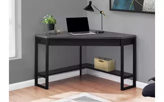 computer desk - 42 l - black - grey top corner - black