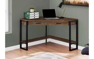 computer desk - 42 l - brown reclaimed wood corner