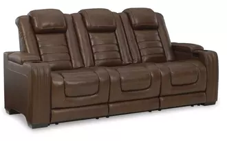 pwr rec sofa with adj headrest backtrack in chocolate by ashley