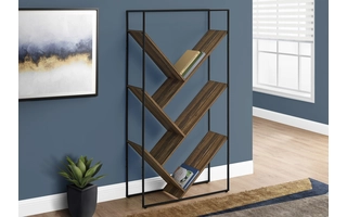 BOOKCASE - 60 H - BROWN RECLAIMED WOOD-LOOK - BLACK METAL I2202 I2202 MONARCH SPECIALTIES