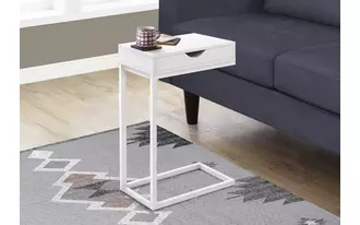 accent table - white - white metal with a drawer