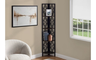 BOOKCASE - 62 H - ESPRESSO - BLACK METAL CORNER ETAGERE I3622 I3622 MONARCH SPECIALTIES
