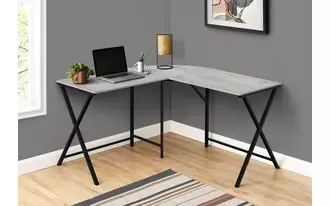 computer desk - 55 l - grey top - black metal corner