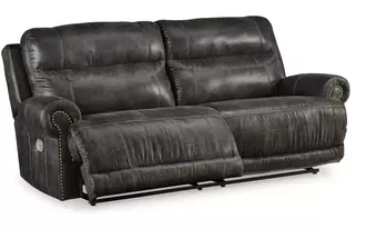 2 seat pwr rec sofa adj hdrest grearview in charcoal by ashley
