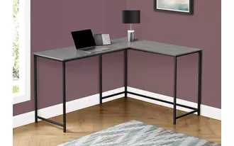 computer desk - 58 l- grey stone-look- black metal corner