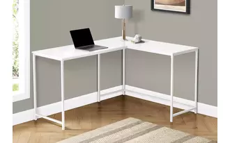 computer desk - 58 l - white top - white metal corner