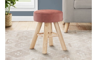 OTTOMAN - DARK PINK VELVET / NATURAL WOOD LEGS I9007 I9007 MONARCH SPECIALTIES