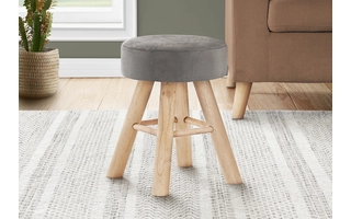 OTTOMAN - GREY VELVET / NATURAL WOOD LEGS I9010 I9010 MONARCH SPECIALTIES