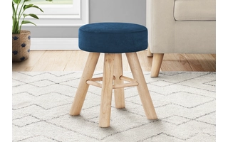 OTTOMAN - BLUE VELVET / NATURAL WOOD LEGS I9011 I9011 MONARCH SPECIALTIES
