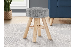 OTTOMAN - GREY KNIT / NATURAL WOOD LEGS I9013 I9013 MONARCH SPECIALTIES