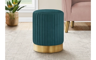 OTTOMAN - TURQUOISE VELVET / GOLD METAL BASE I9019 I9019 MONARCH SPECIALTIES