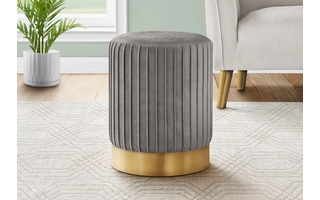 OTTOMAN - GREY VELVET / GOLD METAL BASE I9020 I9020 MONARCH SPECIALTIES