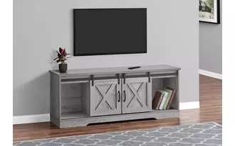 tv stand - 60 l - grey with 2 sliding doors