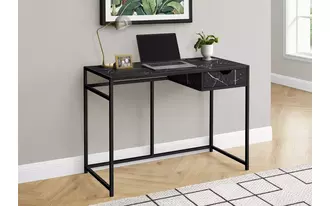 computer desk - 42 l - black marble-look - black metal