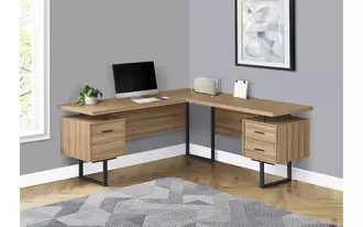 computer desk - 70 l - reclaimed wood - black metal - l-r
