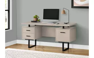computer desk - 60 l - modern taupe - black metal